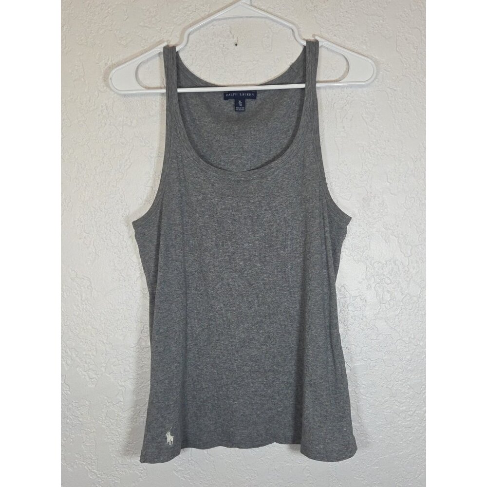 Lauren Ralph Lauren Gray  Sleeveless Ribbed Tank Top Shirt Women’s Sz XL